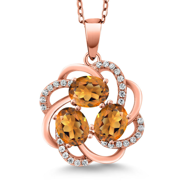 Madeira Citrine_Pendant in 925 Rose Gold Plated Silver