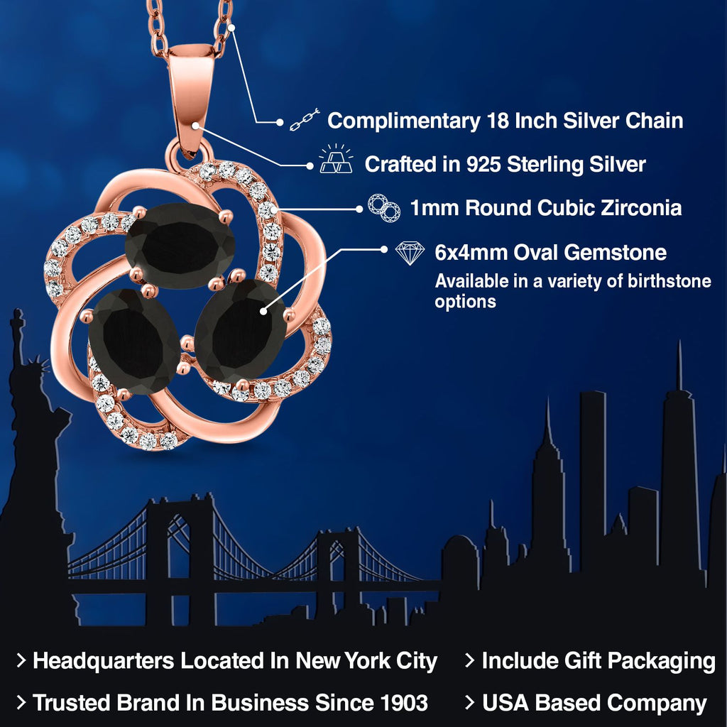 Onyx - December_Pendant in 925 Rose Gold Plated Silver