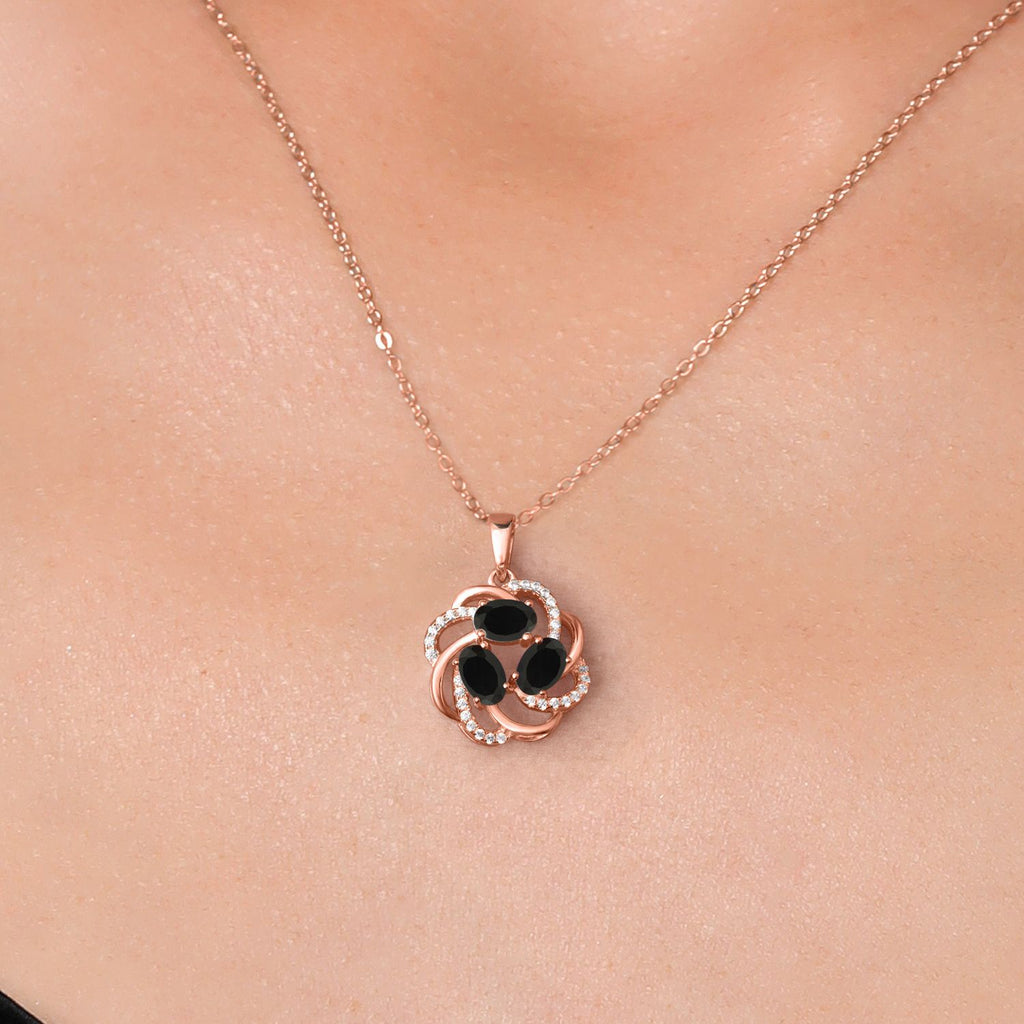 Onyx - December_Pendant in 925 Rose Gold Plated Silver