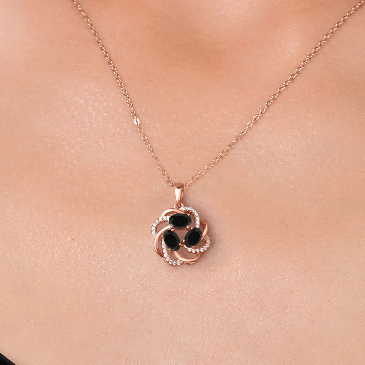 Onyx - December_Pendant in 925 Rose Gold Plated Silver