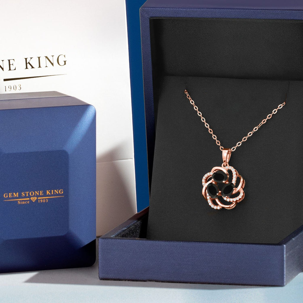 Onyx - December_Pendant in 925 Rose Gold Plated Silver