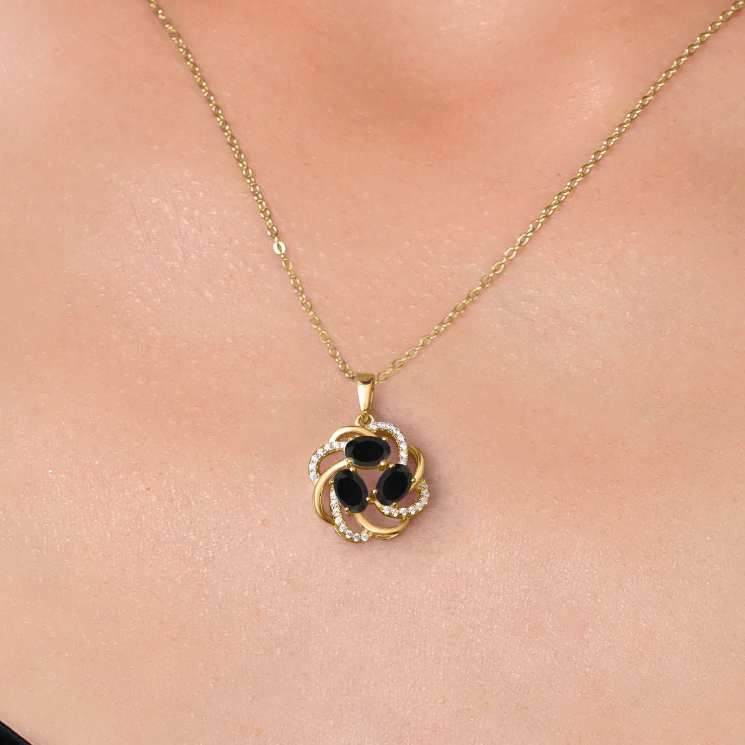 Onyx - December_Pendant in 925 Yellow Gold Plated Silver