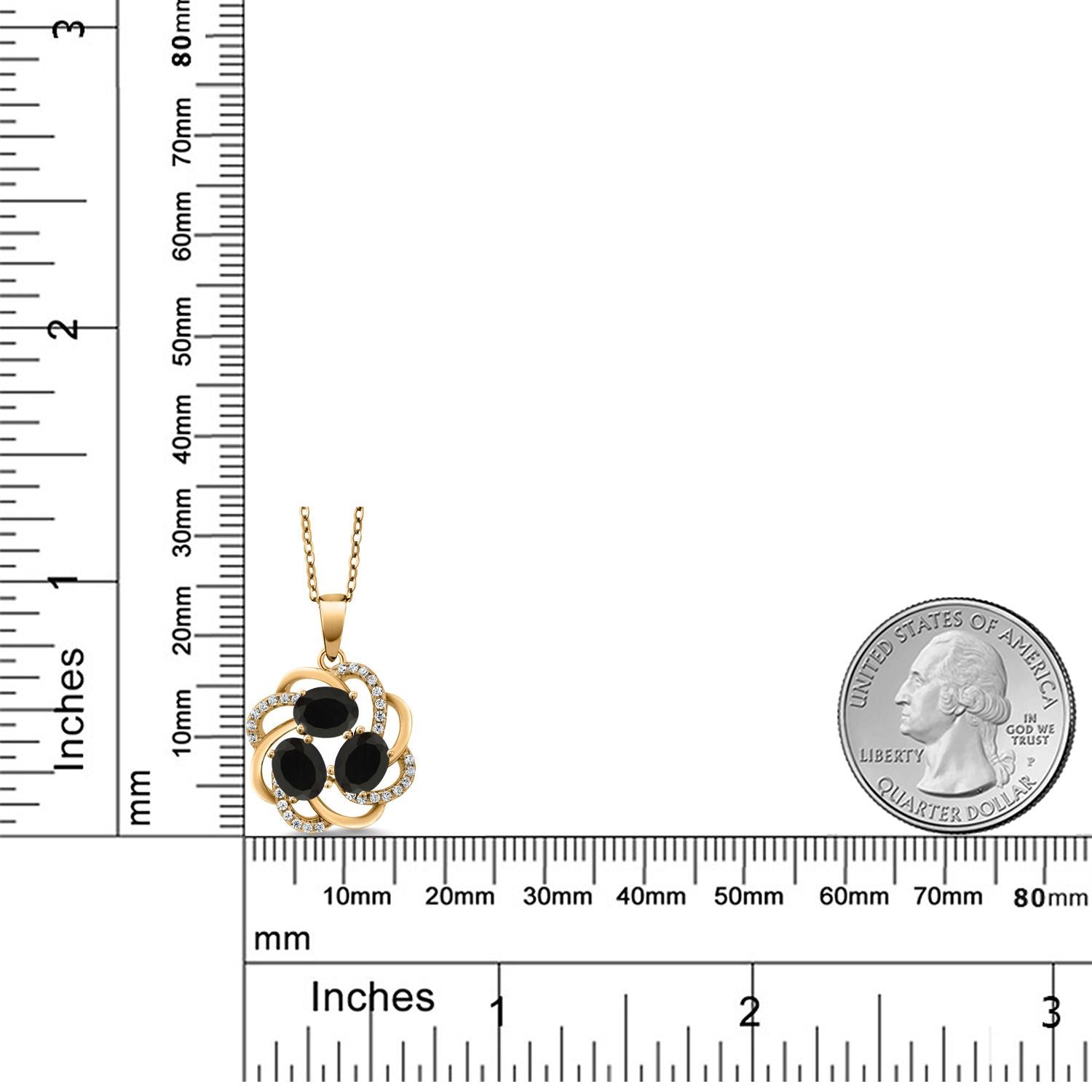 Onyx - December_Pendant in 925 Yellow Gold Plated Silver