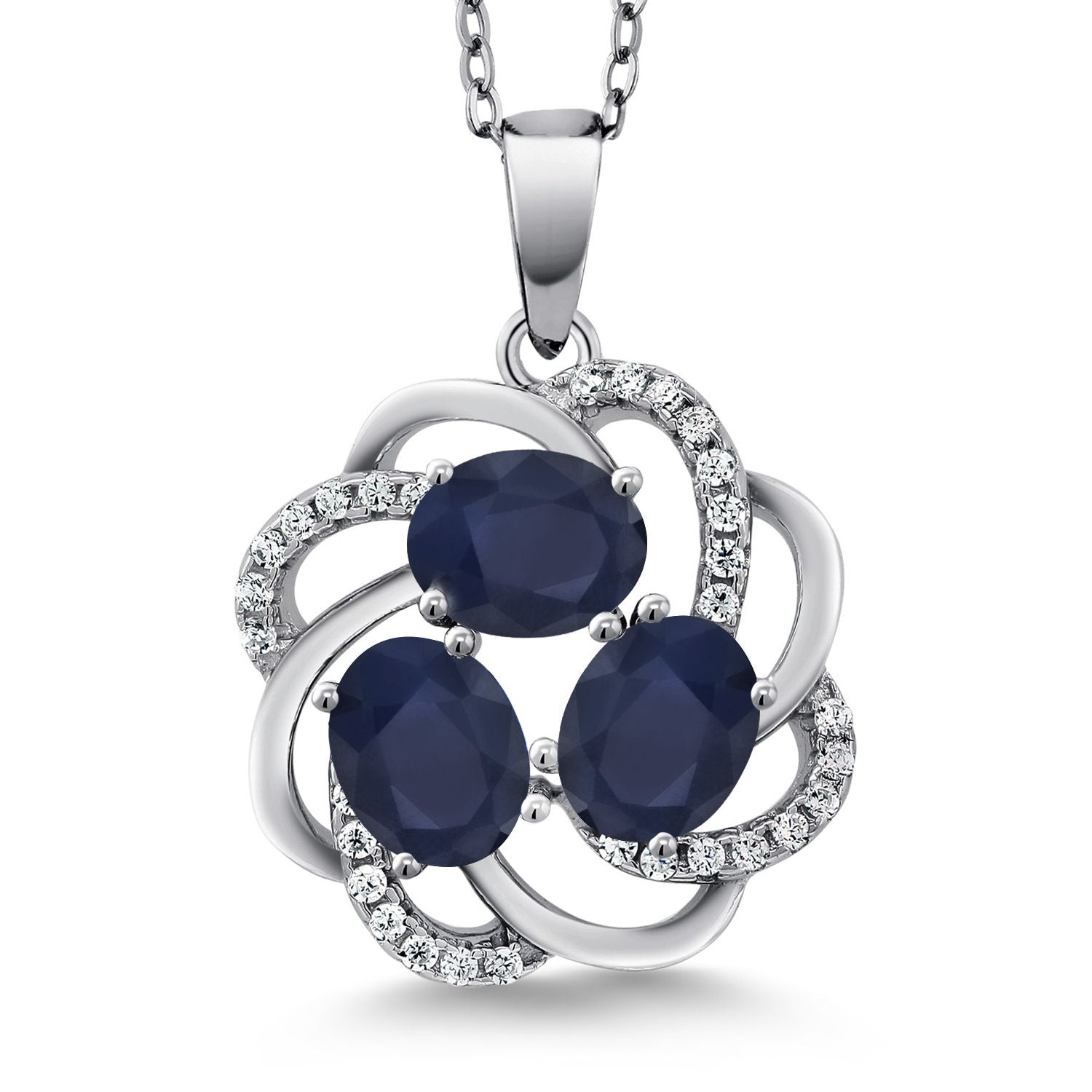 Blue Sapphire - September_Pendant in 925 Sterling Silver