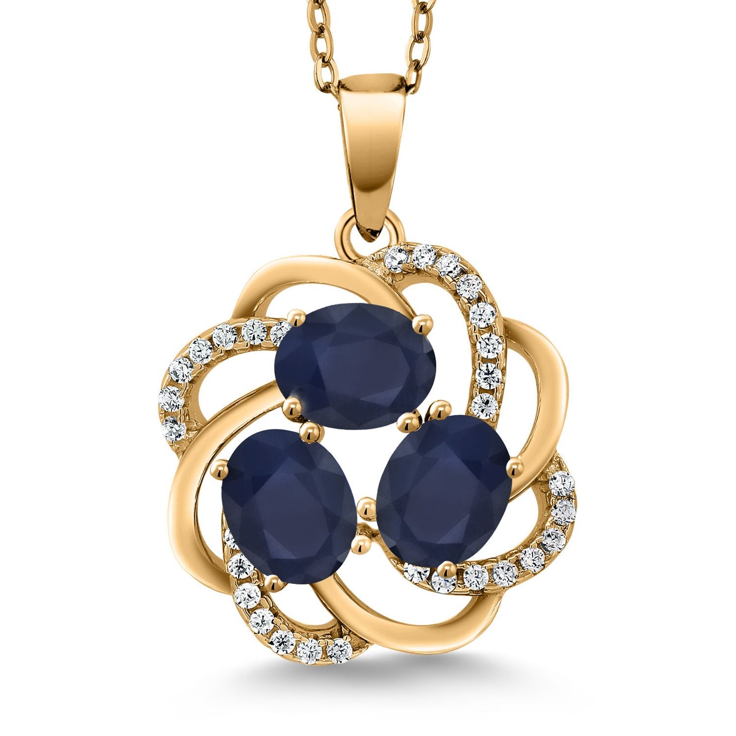 Blue Sapphire - September_Pendant in 925 Yellow Gold Plated Silver