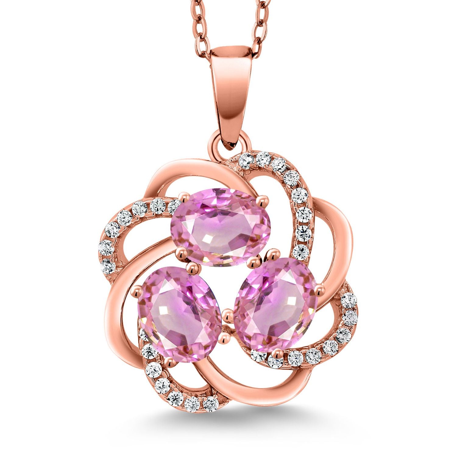 Pink Sapphire - September_Pendant in 925 Rose Gold Plated Silver