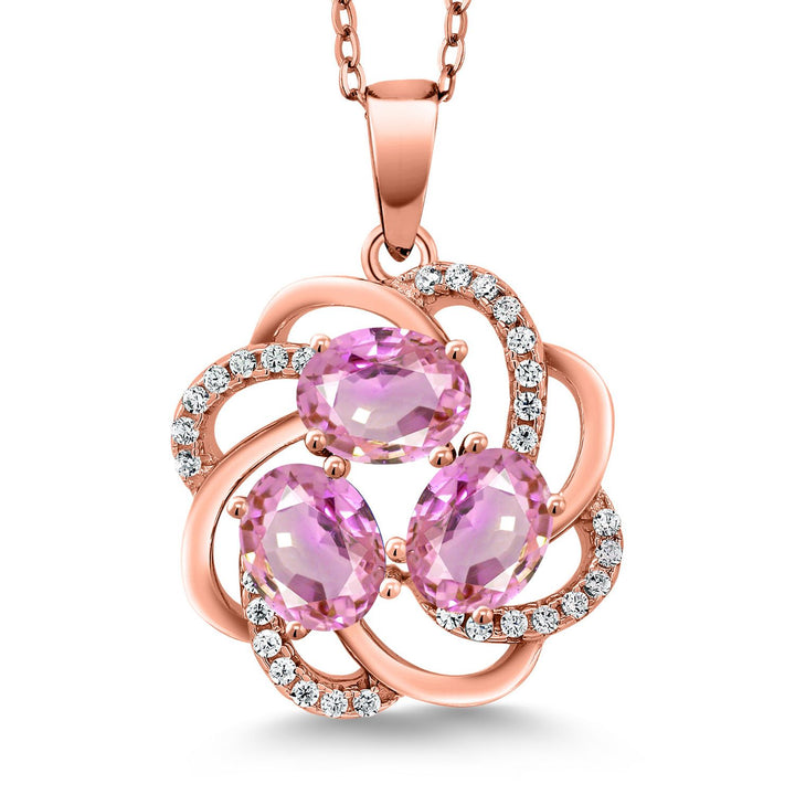 Pink Sapphire - September_Pendant in 925 Rose Gold Plated Silver