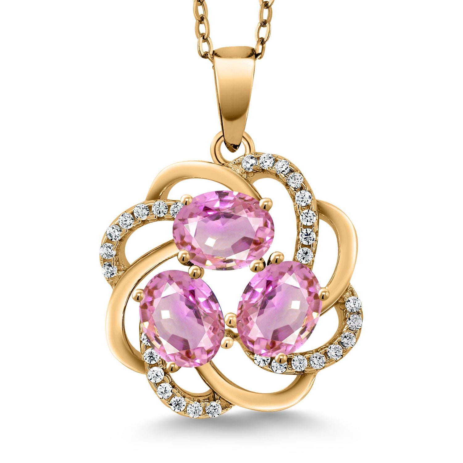 Pink Sapphire - September_Pendant in 925 Yellow Gold Plated Silver