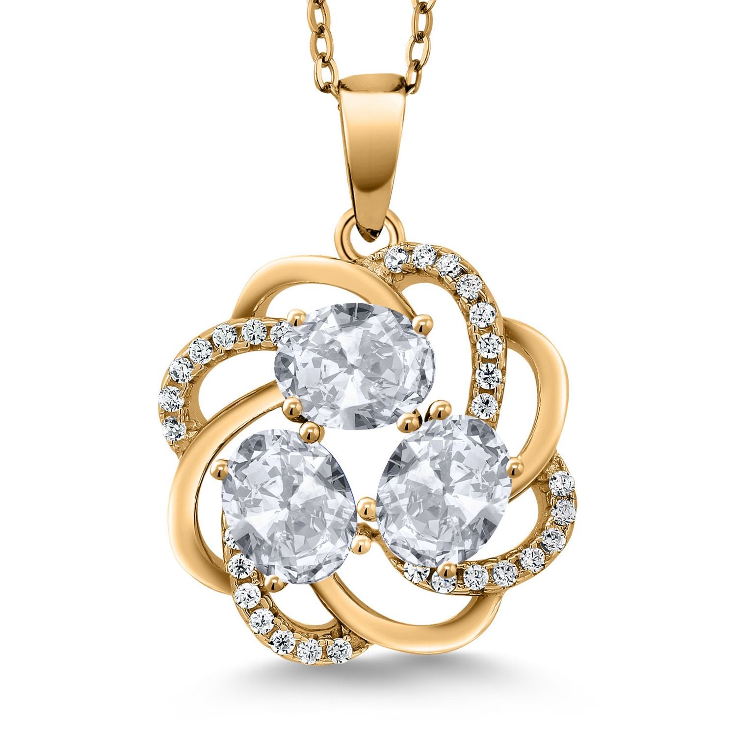 White Topaz - November_Pendant in 925 Yellow Gold Plated Silver