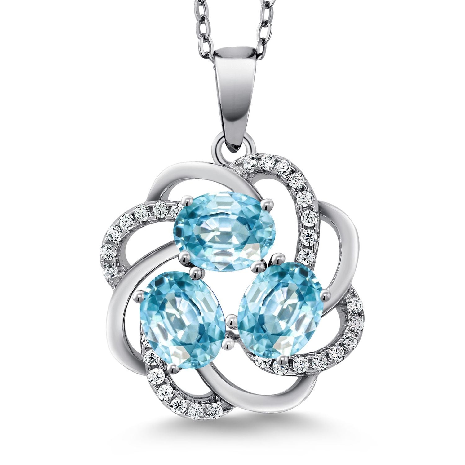 Blue Zircon_Pendant in 925 Sterling Silver