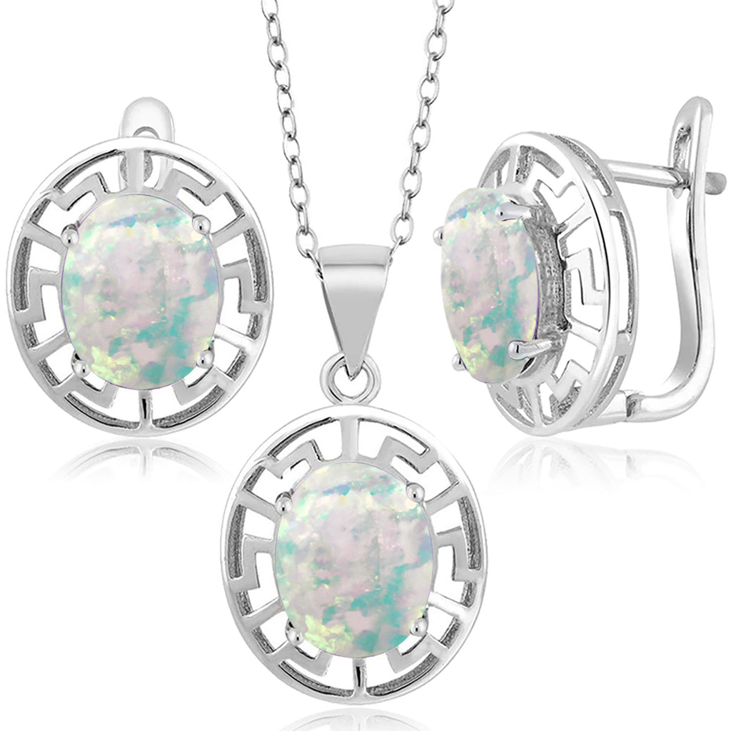 Opal - October_Pendant Earrings Set in 925 Sterling Silver