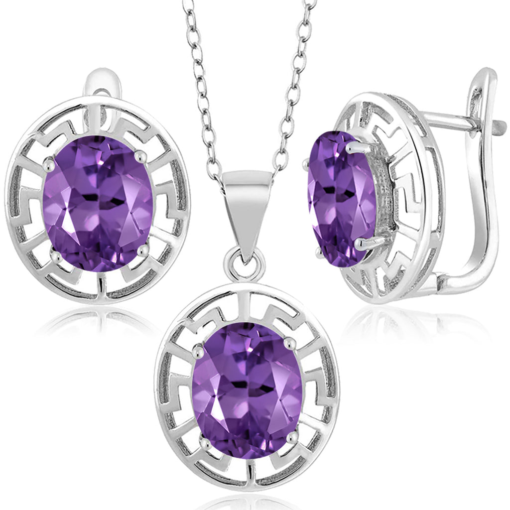 Amethyst - February_Pendant Earrings Set in 925 Sterling Silver