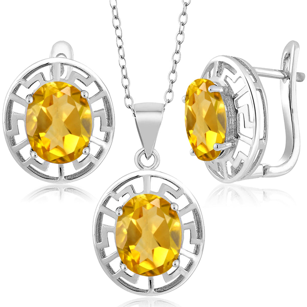 Citrine - November_Pendant Earrings Set in 925 Sterling Silver