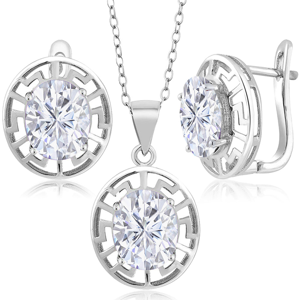 Moissanite - April_Pendant Earrings Set in 925 Sterling Silver