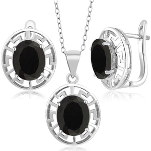 Onyx - December_Pendant Earrings Set in 925 Sterling Silver