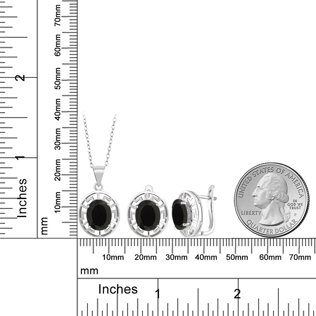 Onyx - December_Pendant Earrings Set in 925 Sterling Silver