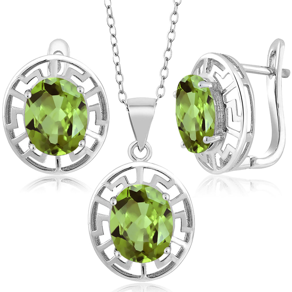 Peridot - August_Pendant Earrings Set in 925 Sterling Silver