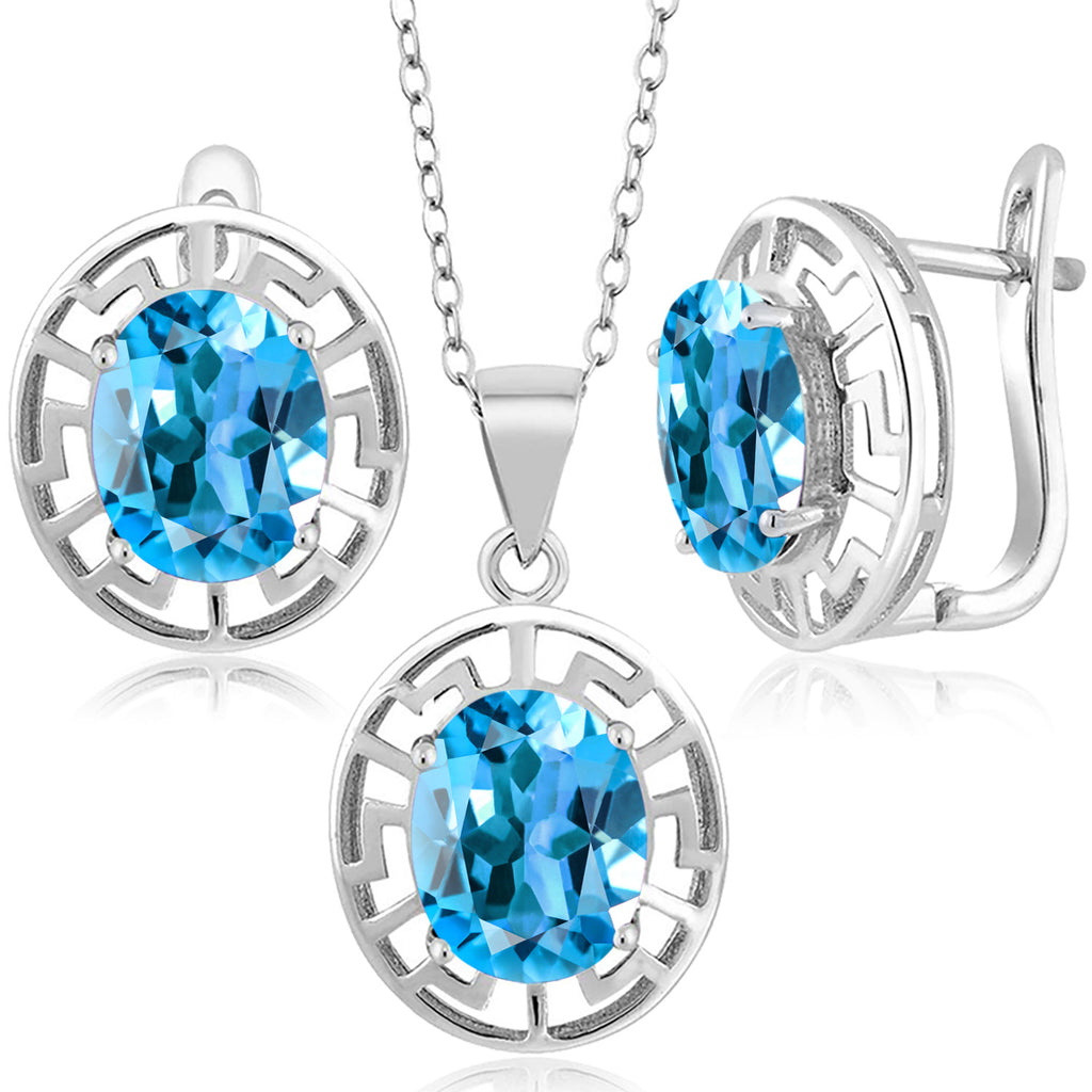 Topaz - November_Pendant Earrings Set in 925 Sterling Silver