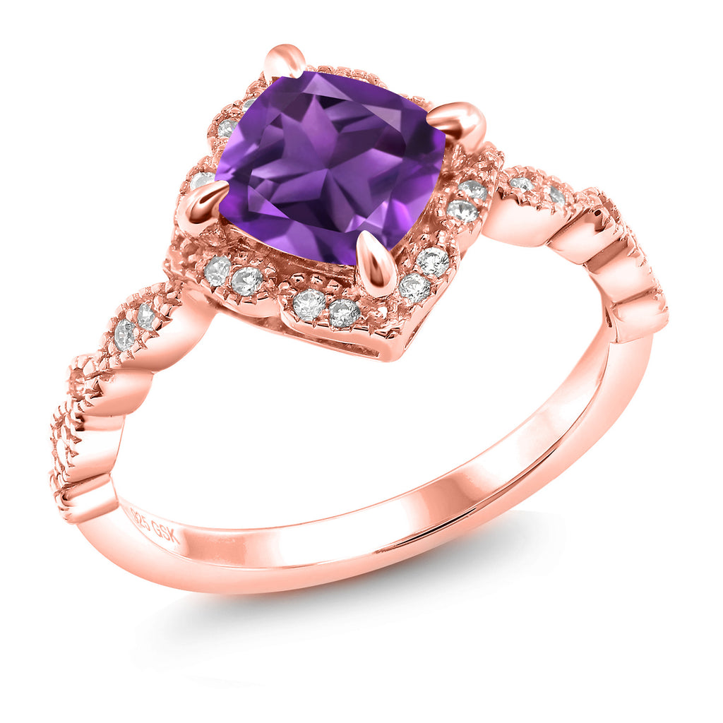 Amethyst - February_8_Ring in 925 Rose Gold Plated Silver