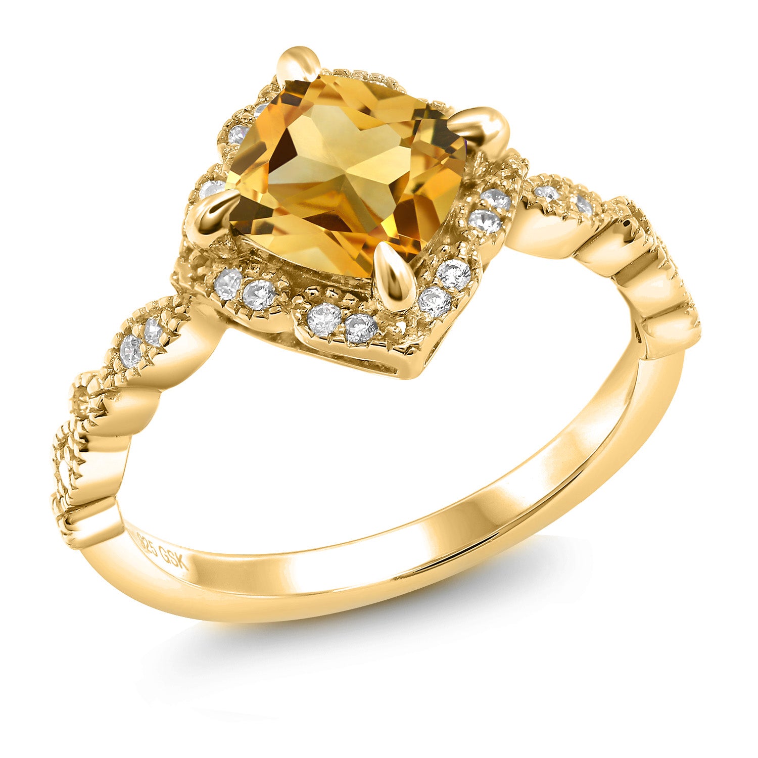 Citrine - November_9_Ring in 925 Yellow Gold Plated Silver