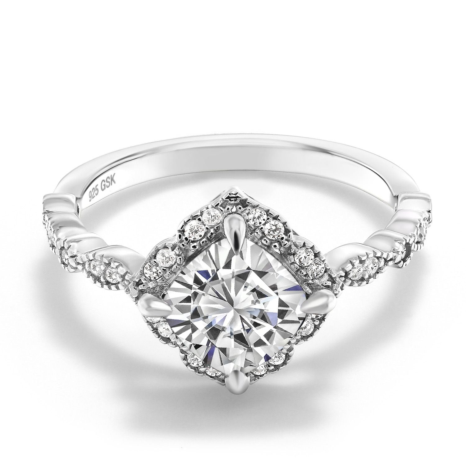 White Moissanite - April_9_Ring in 925 Sterling Silver