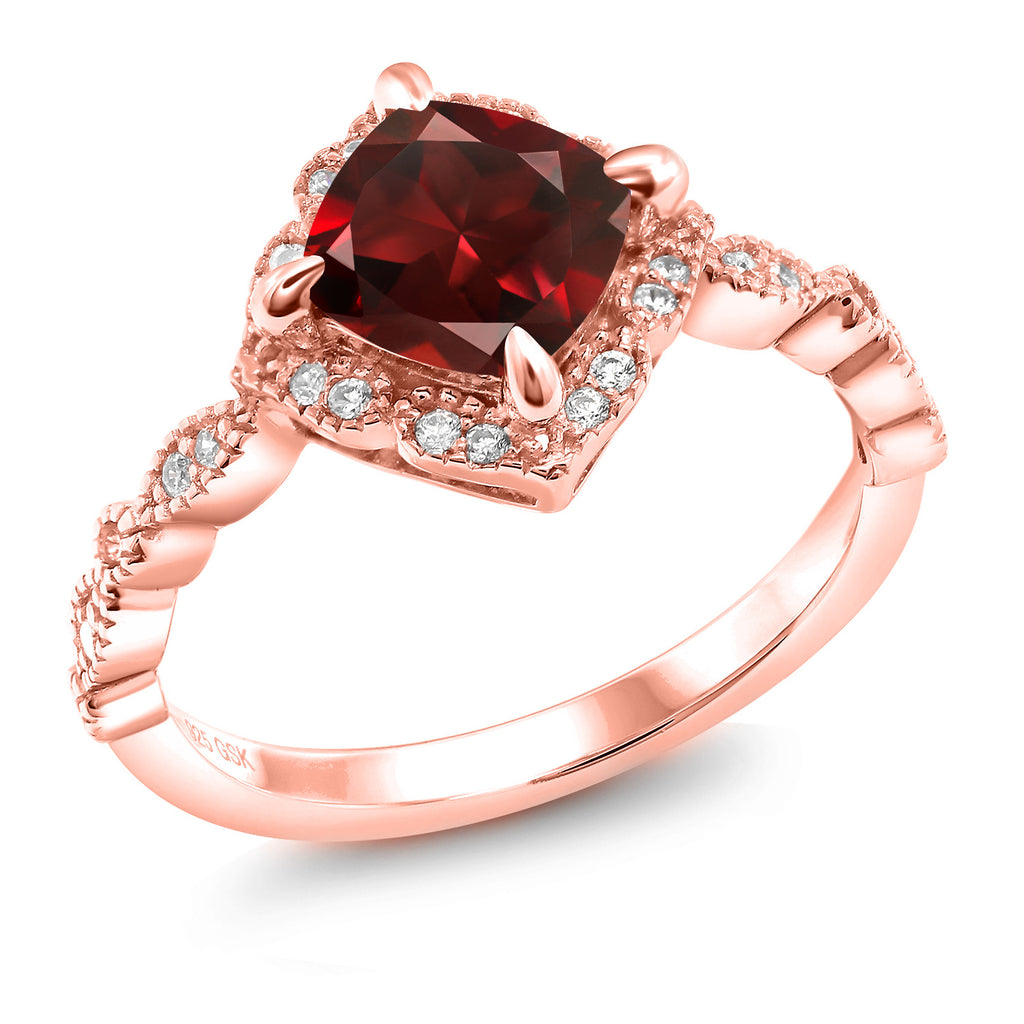 Garnet - January_9_Ring in 925 Rose Gold Plated Silver