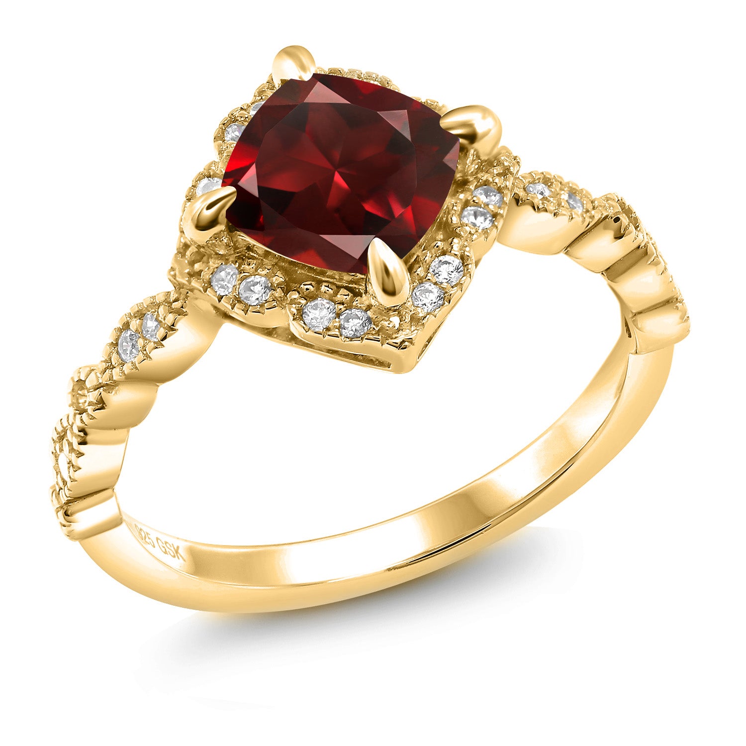 Garnet - January_9_Ring in 925 Yellow Gold Plated Silver