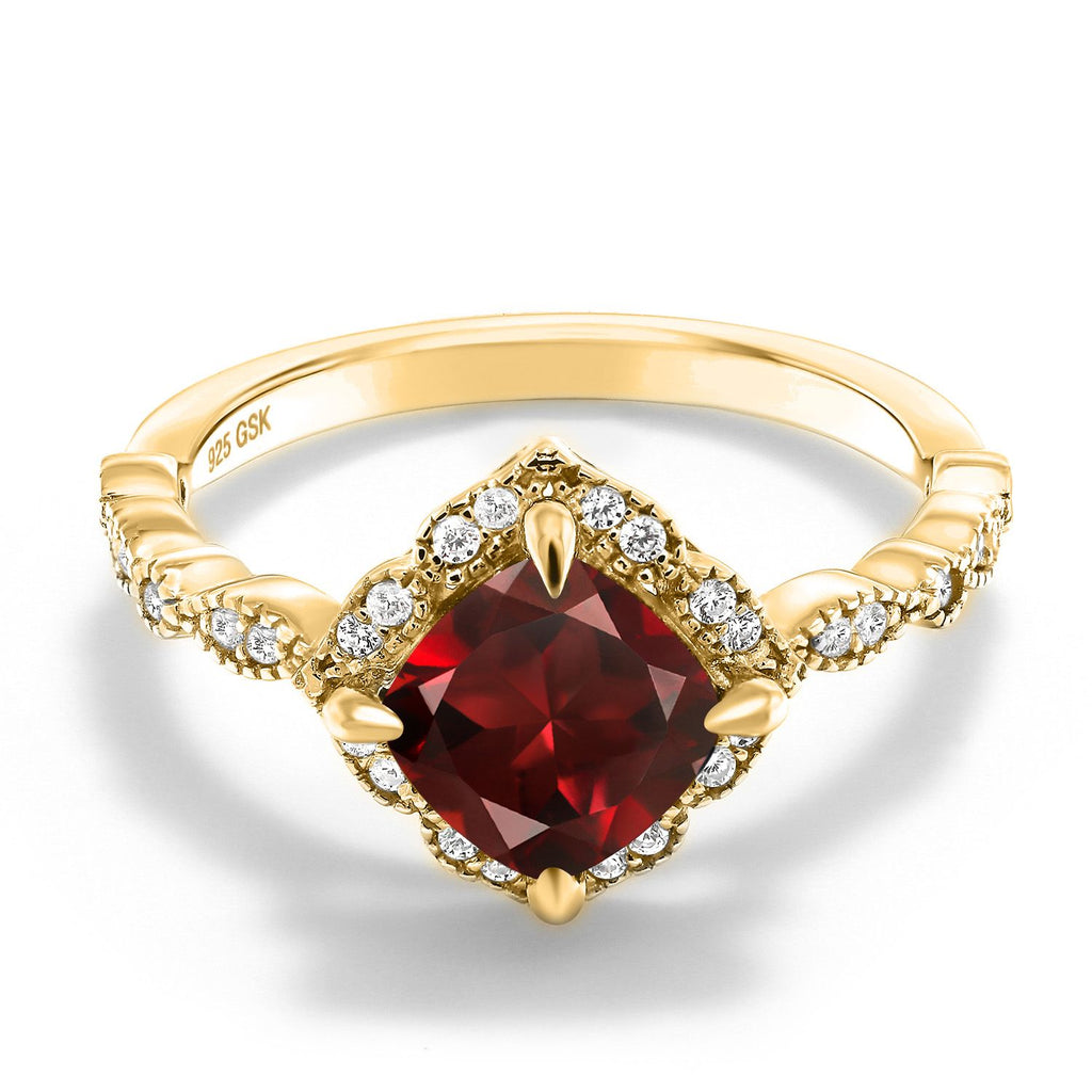 Garnet - January_9_Ring in 925 Yellow Gold Plated Silver