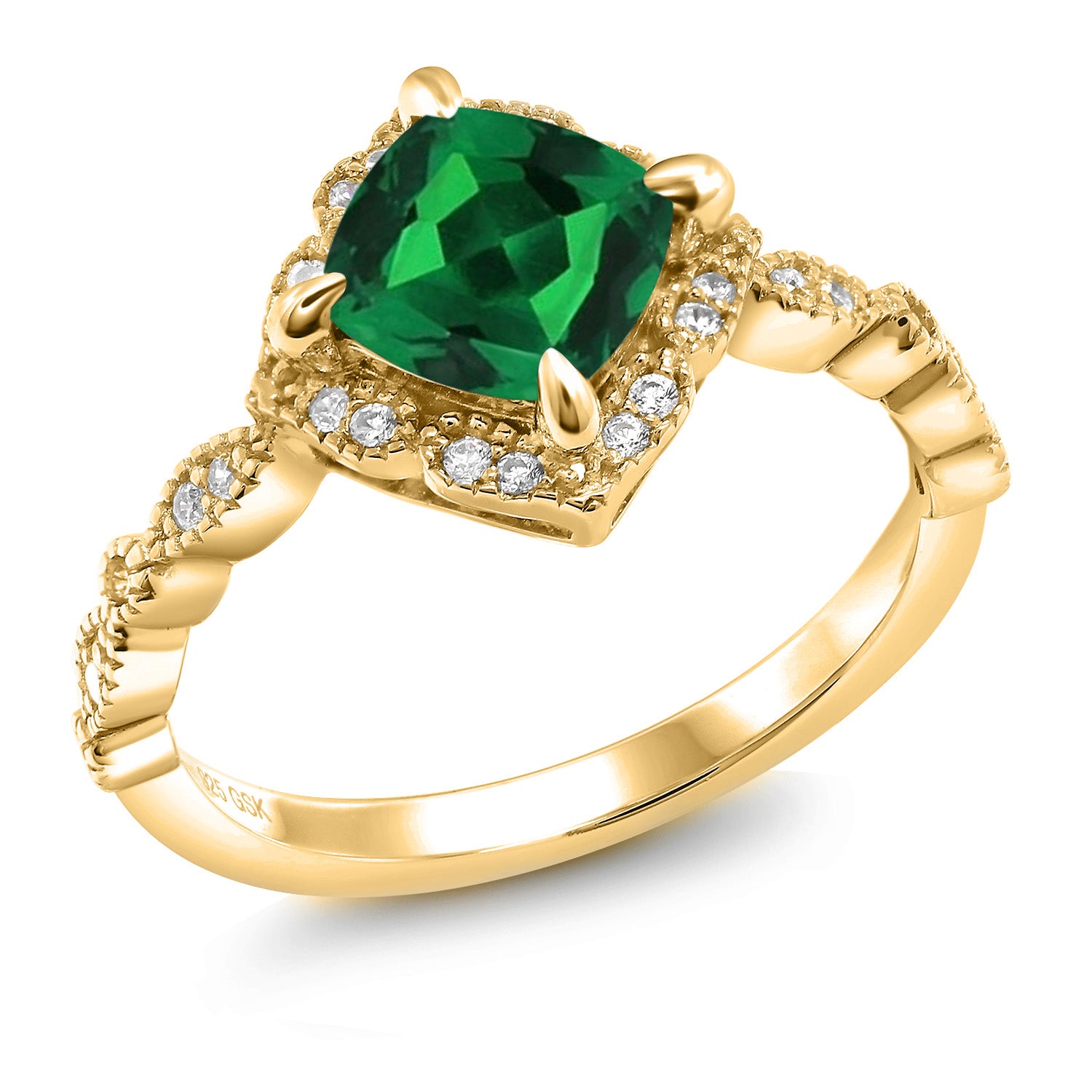 Nano Emerald - May_9_Ring in 925 Yellow Gold Plated Silver