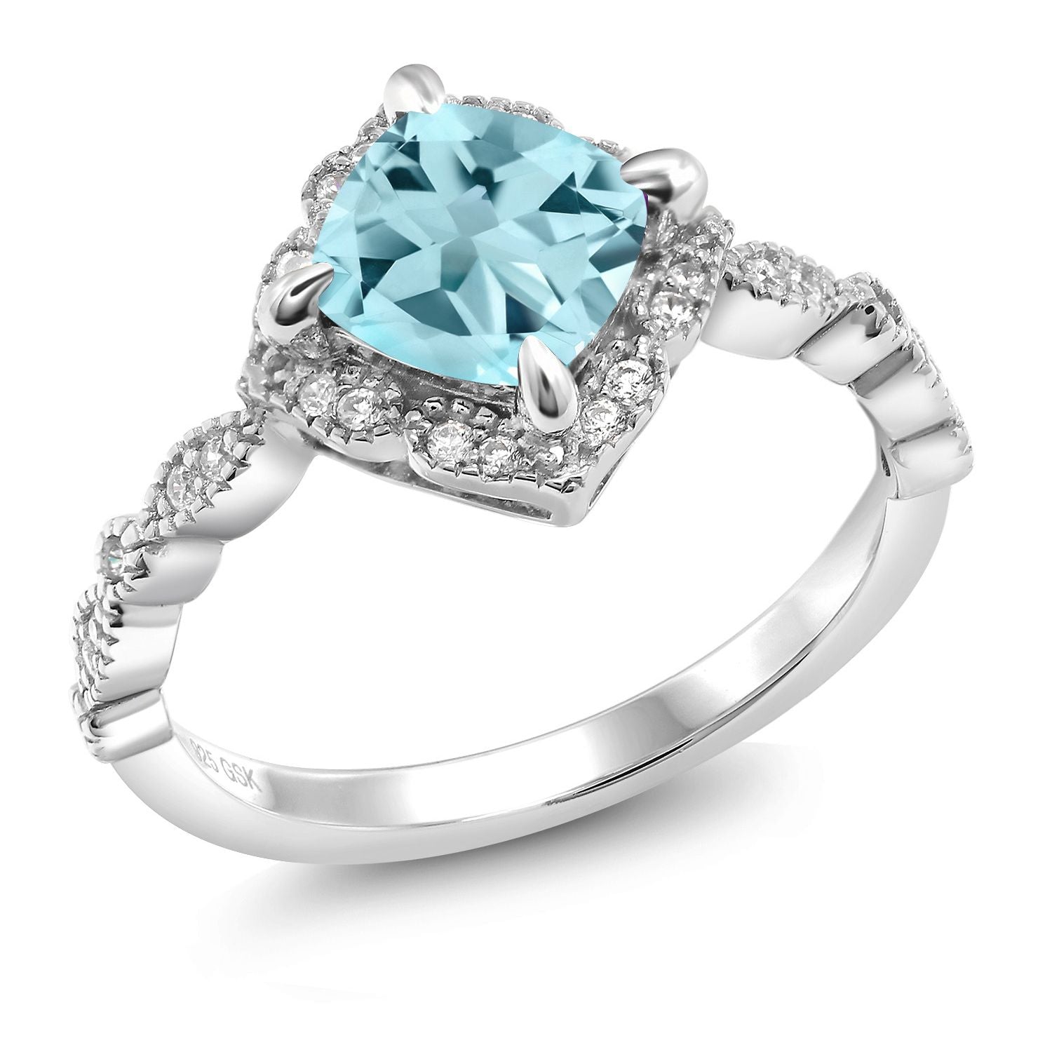 Sky Blue Topaz - November_6_Ring in 925 Sterling Silver