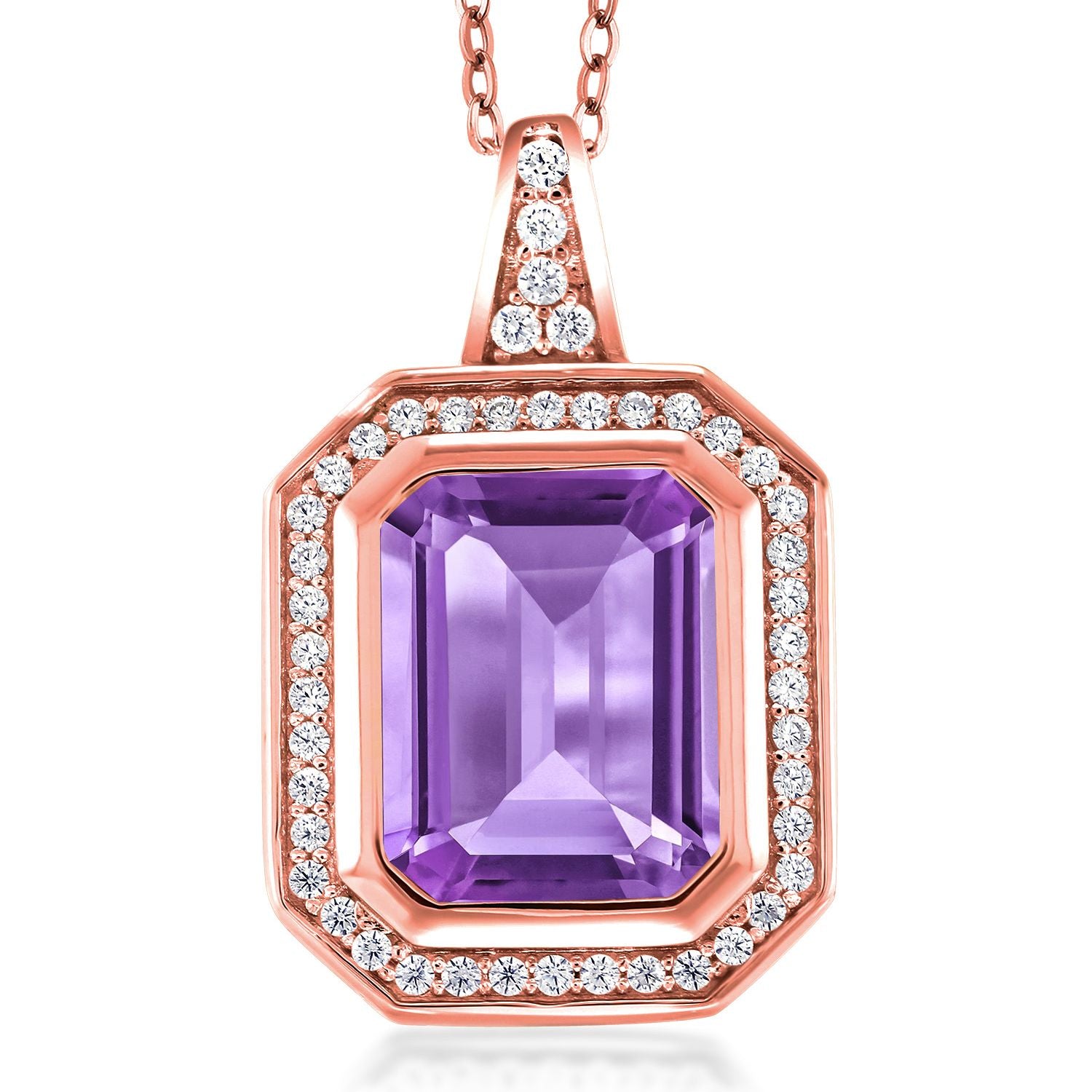 Amethyst - February_Pendant in 925 Rose Gold Plated Silver