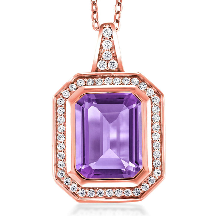 Amethyst - February_Pendant in 925 Rose Gold Plated Silver