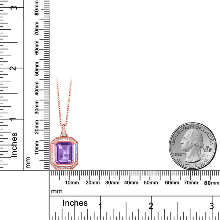 Amethyst - February_Pendant in 925 Rose Gold Plated Silver