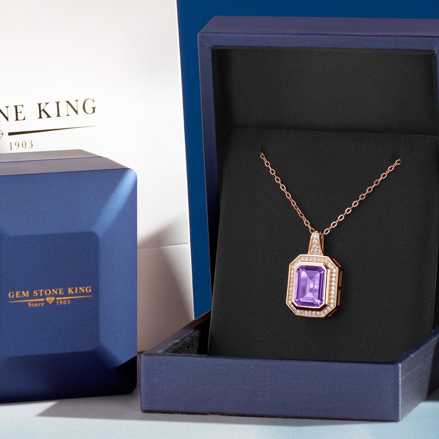 Amethyst - February_Pendant in 925 Rose Gold Plated Silver