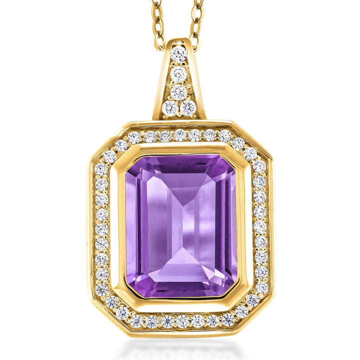 Amethyst - February_Pendant in 925 Yellow Gold Plated Silver
