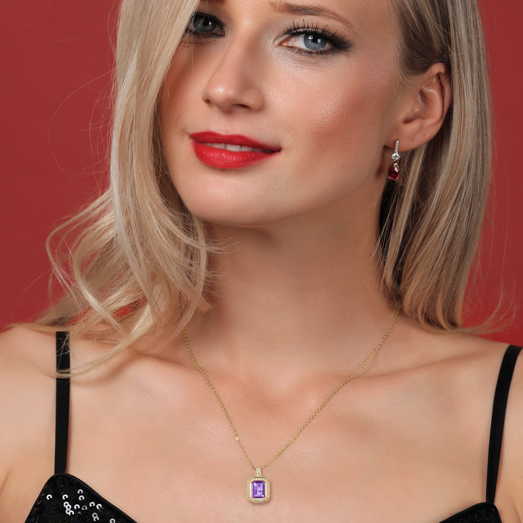 Amethyst - February_Pendant in 925 Yellow Gold Plated Silver