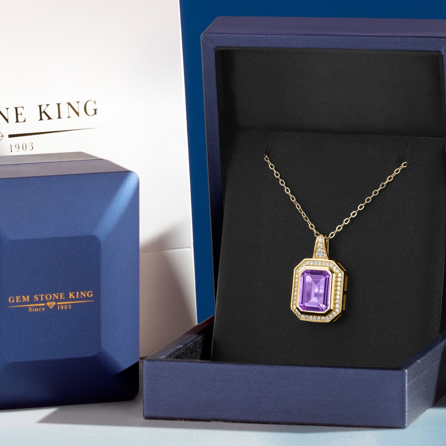 Amethyst - February_Pendant in 925 Yellow Gold Plated Silver