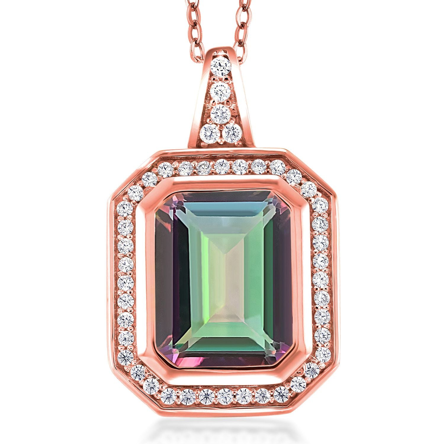 Green Mystic Topaz_Pendant in 925 Rose Gold Plated Silver
