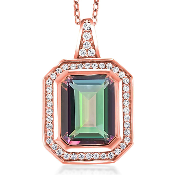 Green Mystic Topaz_Pendant in 925 Rose Gold Plated Silver