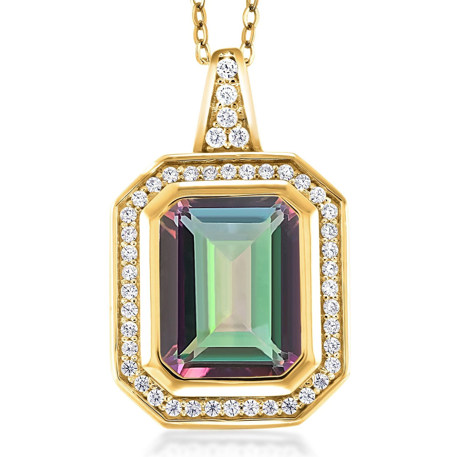 Green Mystic Topaz_Pendant in 925 Yellow Gold Plated Silver