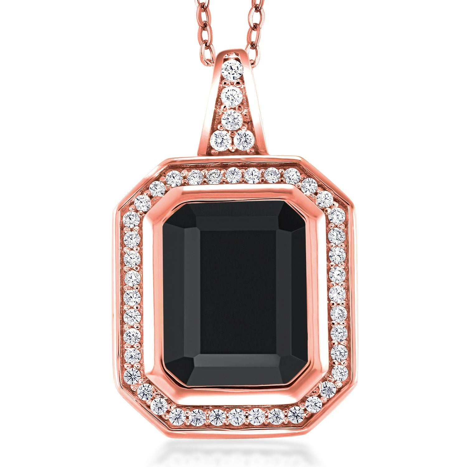 Onyx - December_Pendant in 925 Rose Gold Plated Silver