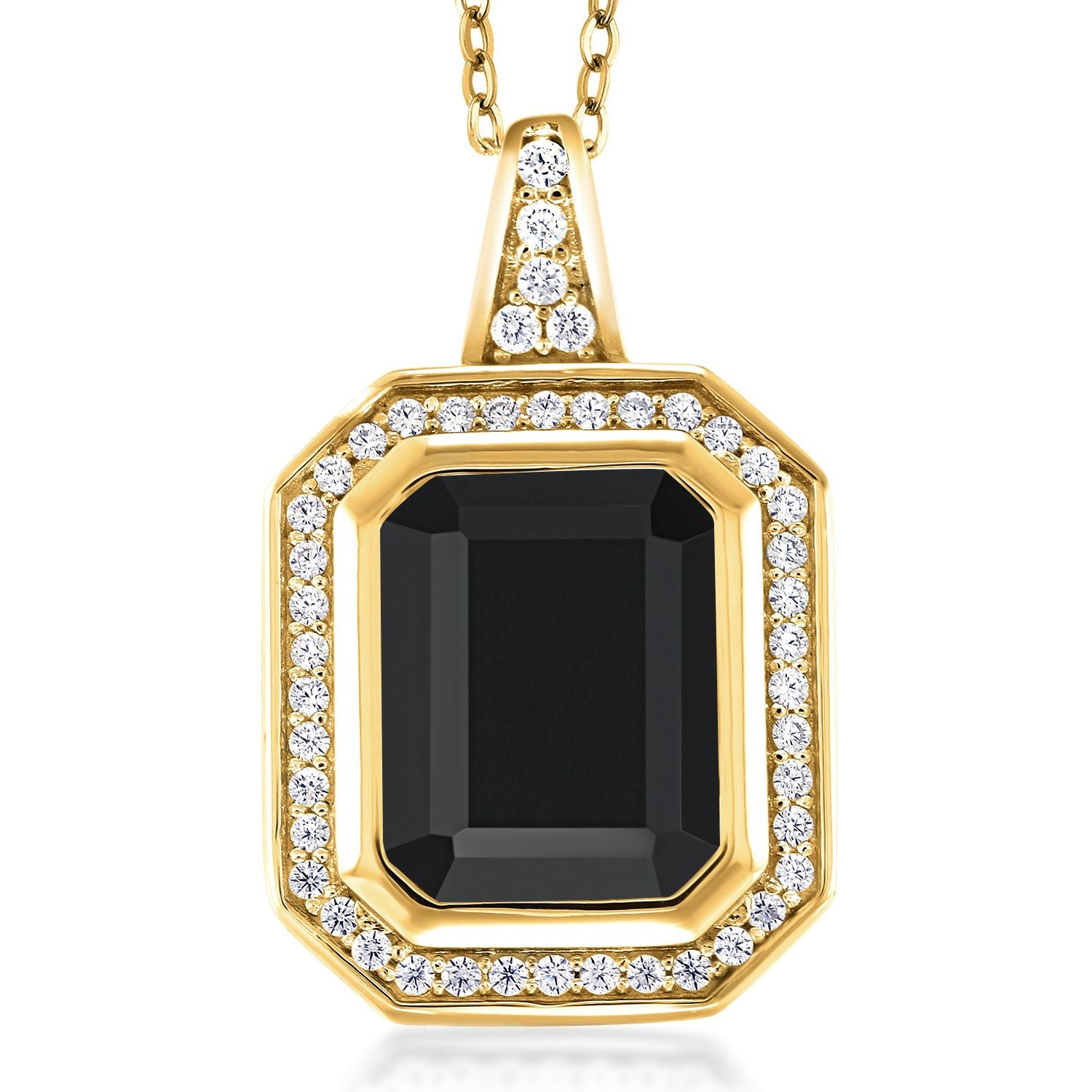 Onyx - December_Pendant in 925 Yellow Gold Plated Silver
