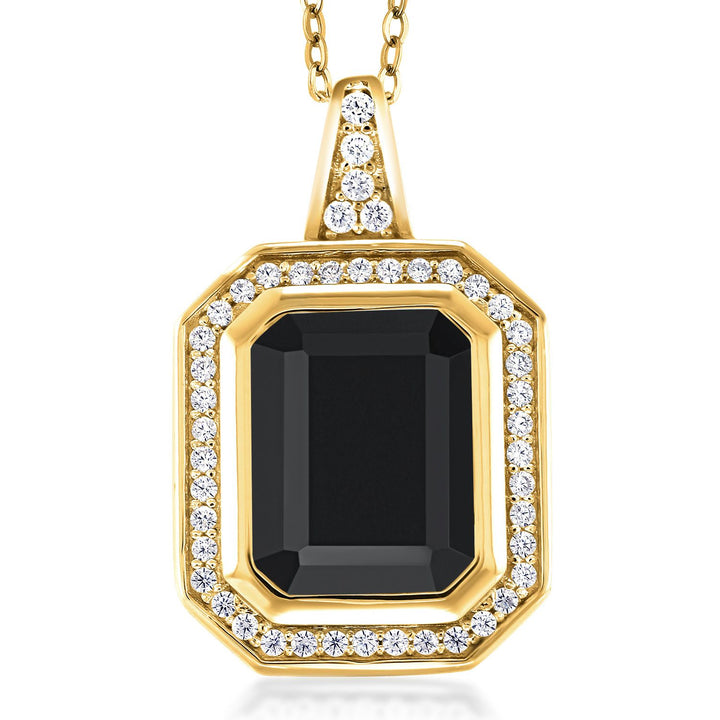 Onyx - December_Pendant in 925 Yellow Gold Plated Silver