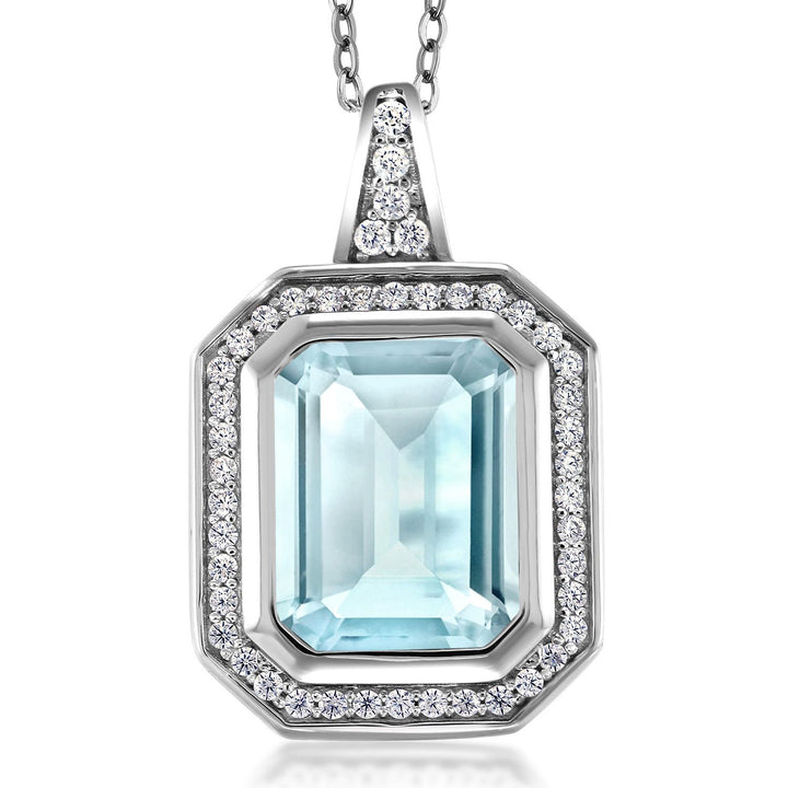 Sky Blue Topaz - November_Pendant in 925 Sterling Silver