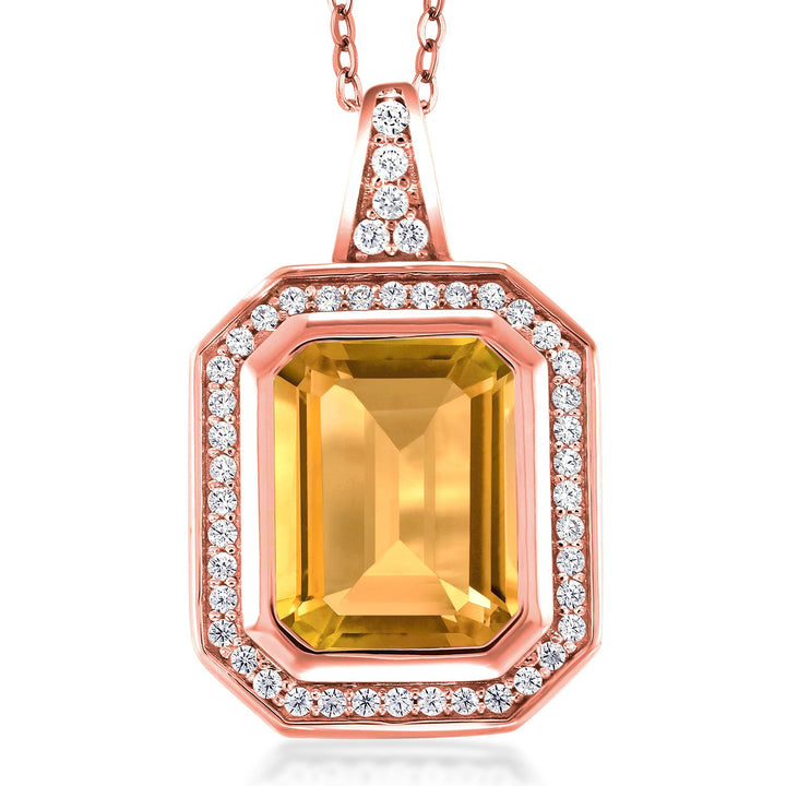 Citrine - November_Pendant in 925 Rose Gold Plated Silver
