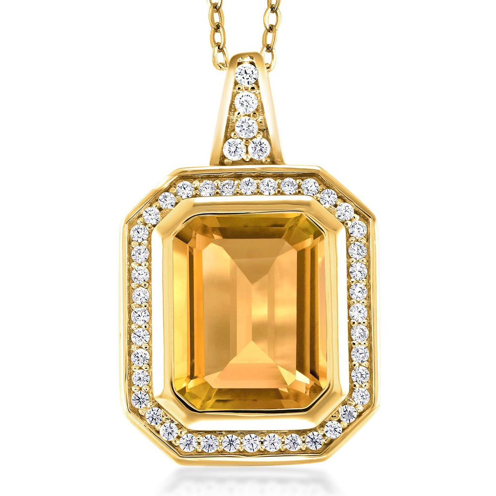 Citrine - November_Pendant in 925 Yellow Gold Plated Silver