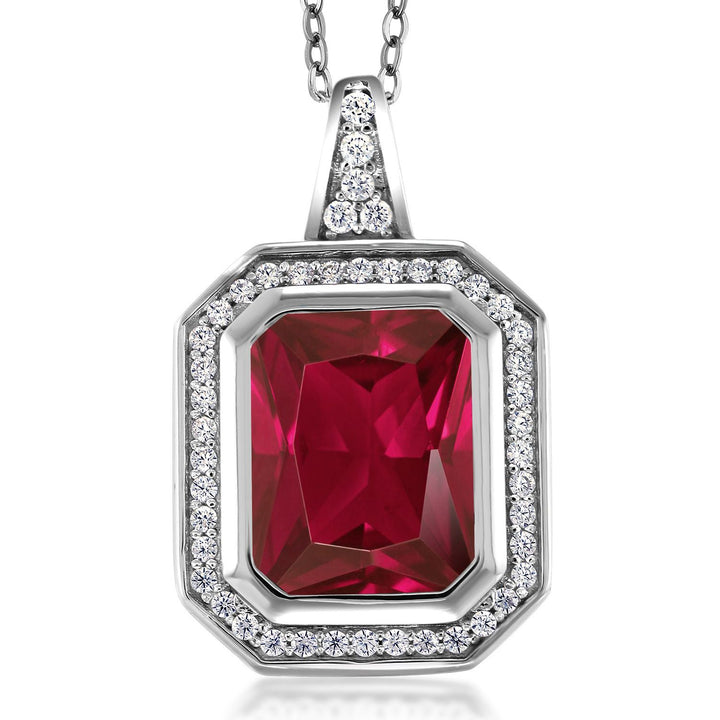 Created Ruby - July_Pendant in 925 Sterling Silver