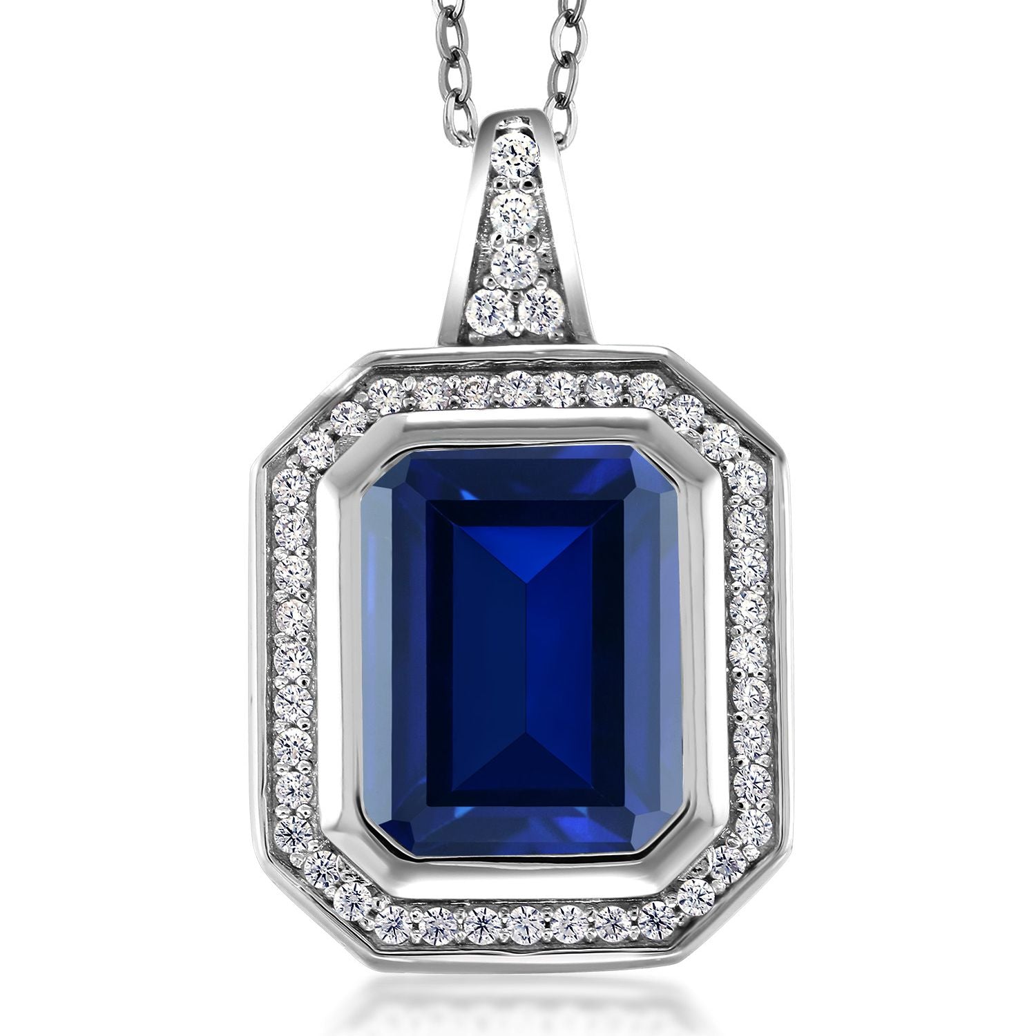 Created Sapphire - September_Pendant in 925 Sterling Silver