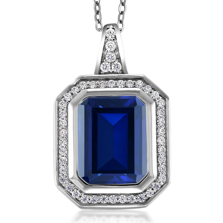 Created Sapphire - September_Pendant in 925 Sterling Silver