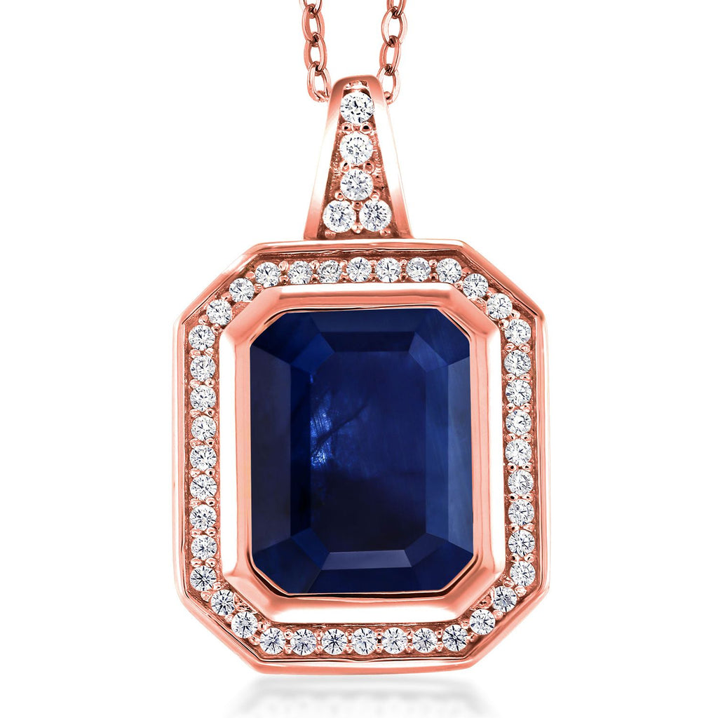 Sapphire - September_Pendant in 925 Rose Gold Plated Silver
